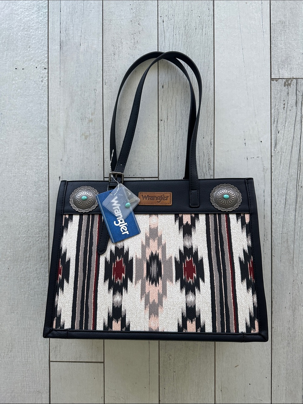 Wrangler Black Tote with Tan Logo Patch
